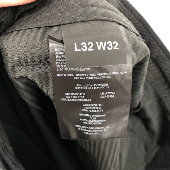Volcom Mens Frickin Modern Pants 32x32 Black Stretch Slim Fit Chinos NWT - Picture 10 of 11